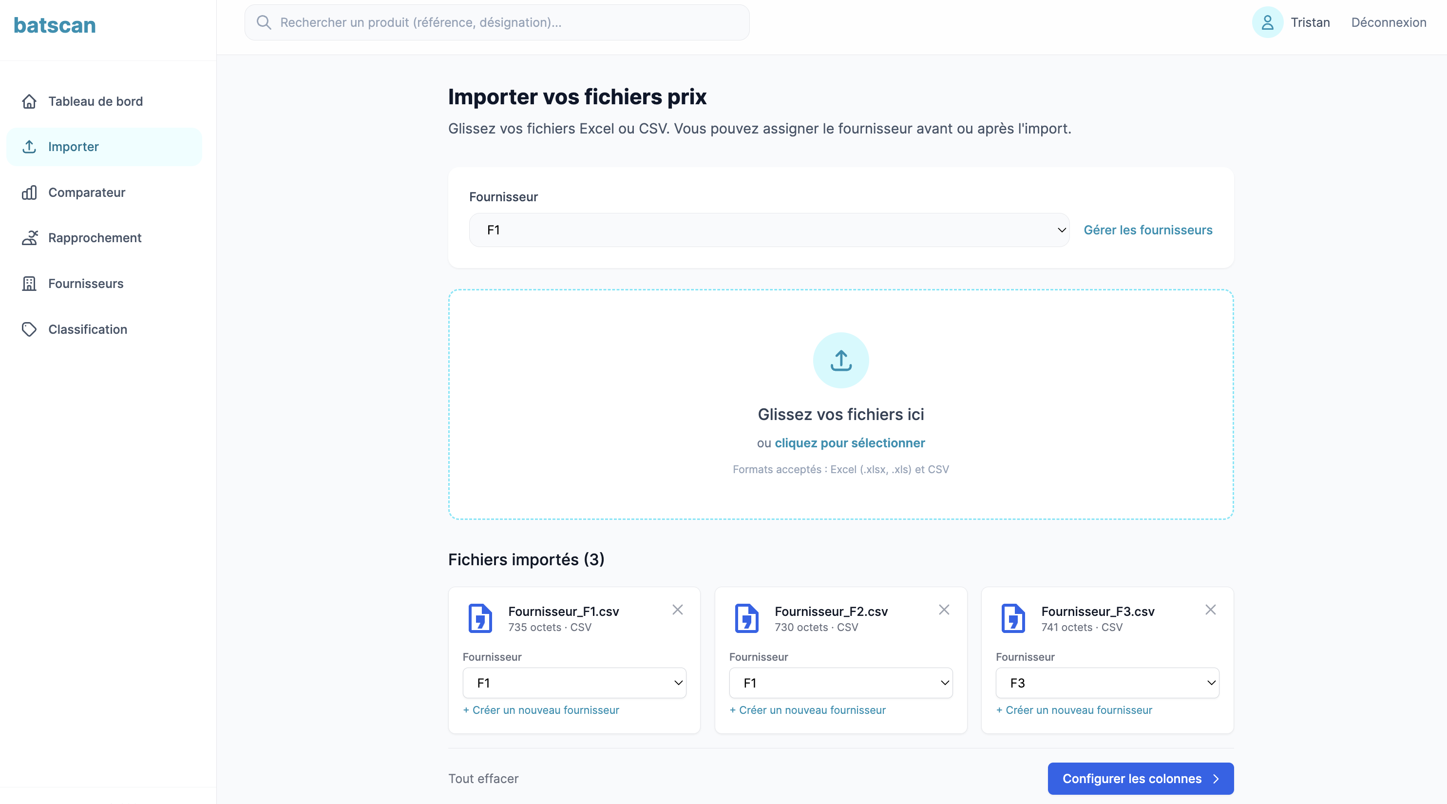 Import de fichiers Batscan